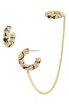 Demarson Phoenix Convertible Asymmetric Earrings In 12k Shiny Gold/zebra Pave