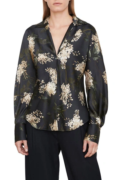 Vince Floral-print Silk Button-front Blouse In Coastal-403cbl