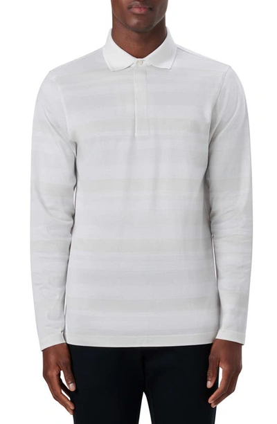 Bugatchi Three-button Long Sleeve Polo In Stone