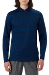 Bugatchi Three-button Long Sleeve Polo In Navy