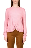 Sanctuary Women's Knotted-front Long-sleeve Knit Top In Rosehip