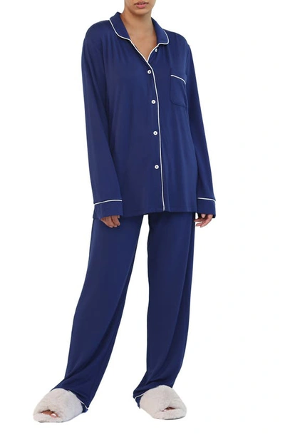 Papinelle Kate Long Sleeve Pajamas In Navy