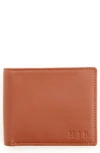 Royce New York Personalized Rfid Leather Trifold Wallet In Tan- Gold Foil