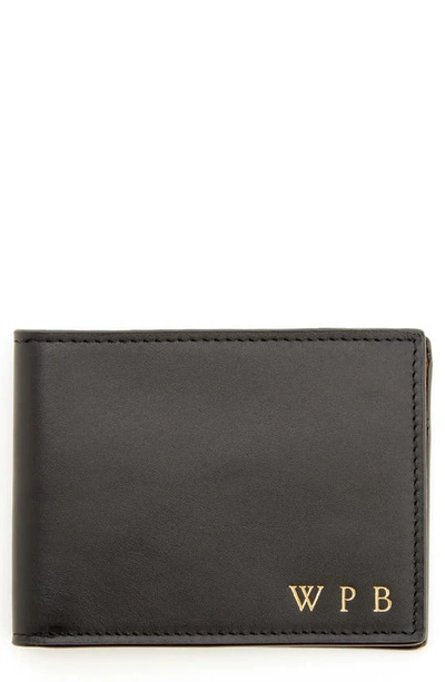Royce New York Personalized Rfid Leather Trifold Wallet In Black- Silver Foil