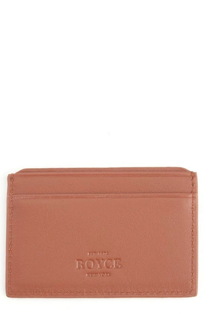 Royce New York Personalized Rfid Leather Card Case In Tan- Gold Foil