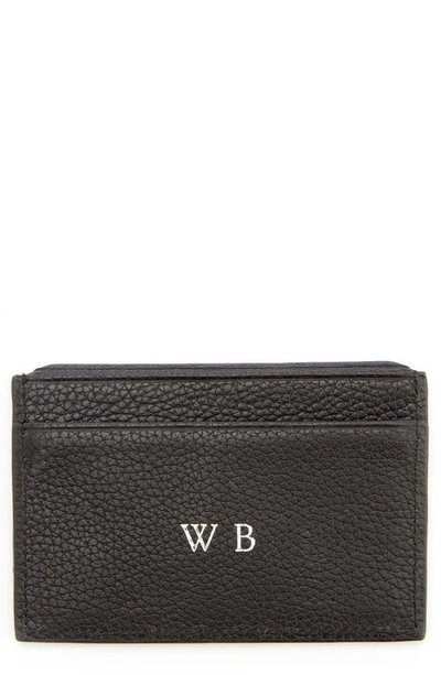 Royce New York Personalized Rfid Leather Card Case In Black- Deboss