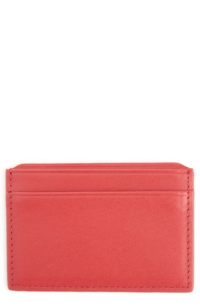 Royce New York Personalized Rfid Leather Card Case In Red- Deboss