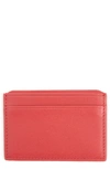 Royce New York Personalized Rfid Leather Card Case In Red- Gold Foil