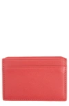 Royce New York Personalized Rfid Leather Card Case In Red- Silver Foil