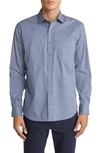 Alton Lane Dylan Lifestyle Stretch Cotton Button-up Shirt In Chambray Blue Dots