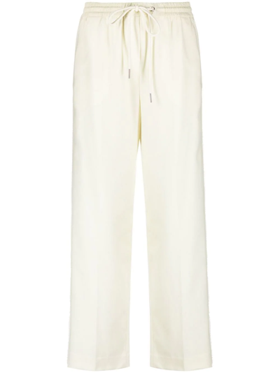 Moncler Frayed Tape-detail Drawstring Trousers In White