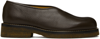 LEMAIRE BROWN PIPED LOAFERS