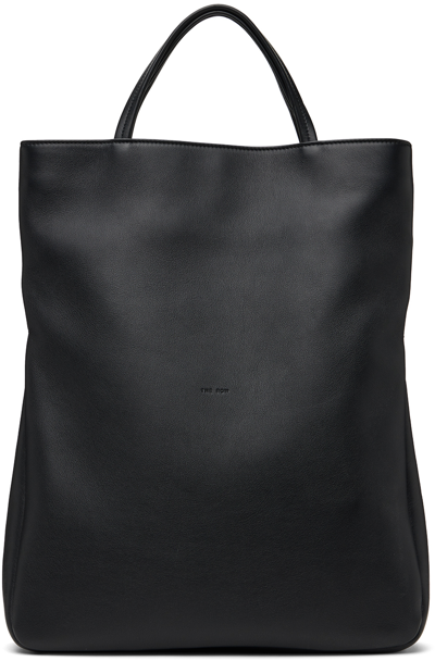 The Row Everett Smooth Leather Tote Bag In Blac Black