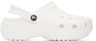 CROCS WHITE CLASSIC PLATFORM CLOGS