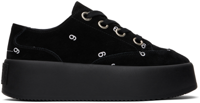 Mm6 Maison Margiela Suede Leather 6 Platform Sneakers In Black