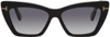 Tom Ford Wyatt Plastic Cat-eye Sunglasses In 01b Shiny Black/othe