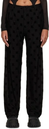Misbhv Black Velour Monogram Night Trousers In Black