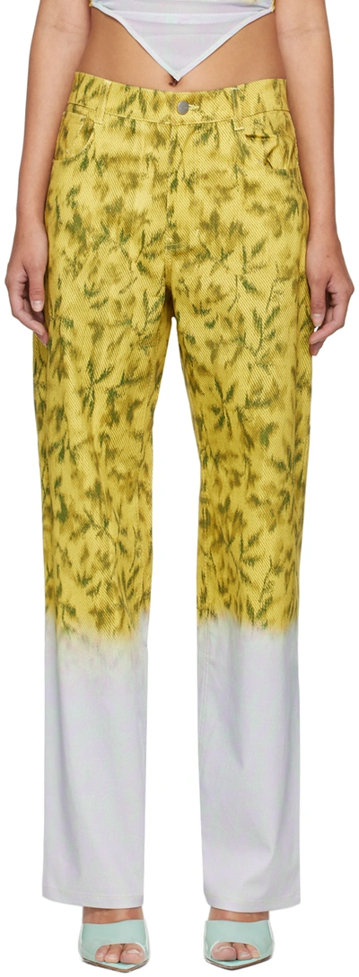 Miaou Yellow Fargo Trousers In Saint Bleached