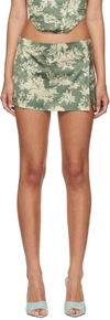 Miaou Green Micro Mini Skirt In Moss Toile
