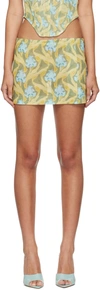 Miaou Micro Mid-rise Recycled Polyester-blend Mini Skirt In Art Nouveau Blue