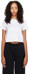 Mm6 Maison Margiela Cropped T-shirt With Studded Logo In White