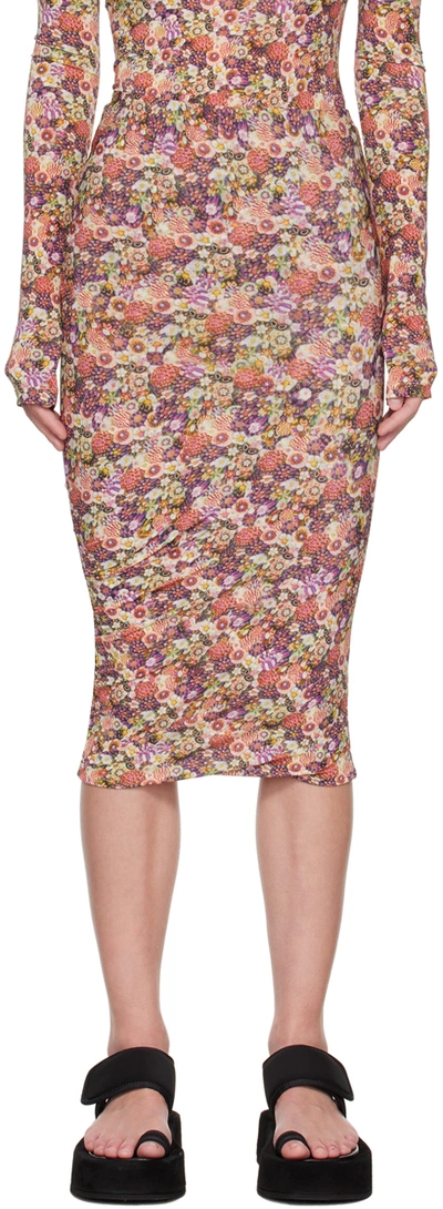 Isabel Marant Multicolor Juno Midi Skirt In 11pa Papaya