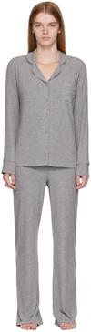 SKIMS GRAY SOFT LOUNGE SHIRT & LOUNGE PANTS SET