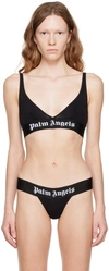 Palm Angels Logo-embroidered Balconette Bra In Black White