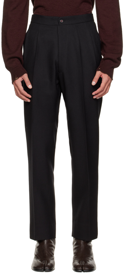 Maison Margiela Black Pleated Trousers In 900 Black