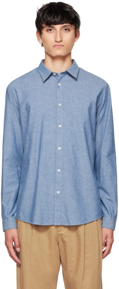 Apc Chemise Hector Button-up Chambray Shirt In Blue