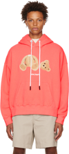 Palm Angels Teddy Bear-print Pullover Hoodie In Coral Brown