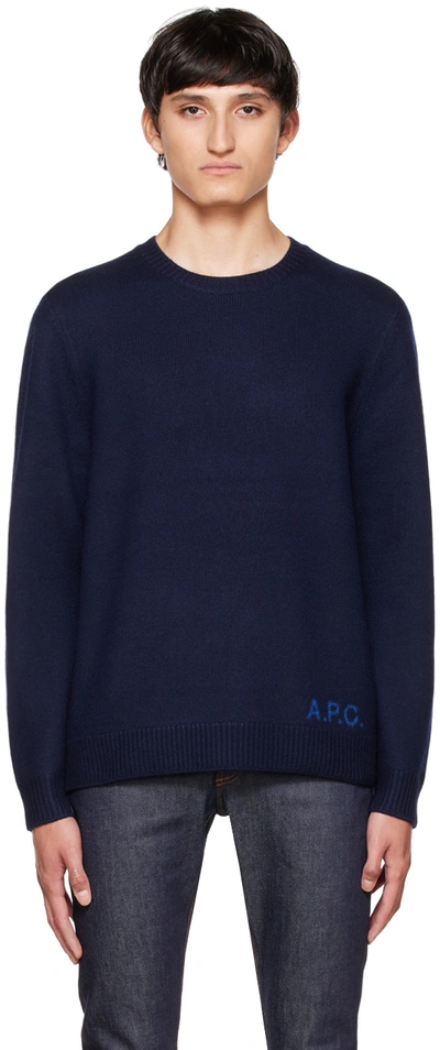 Apc A.p.c. 'edward' Sweater With Logo Inlay In Blue