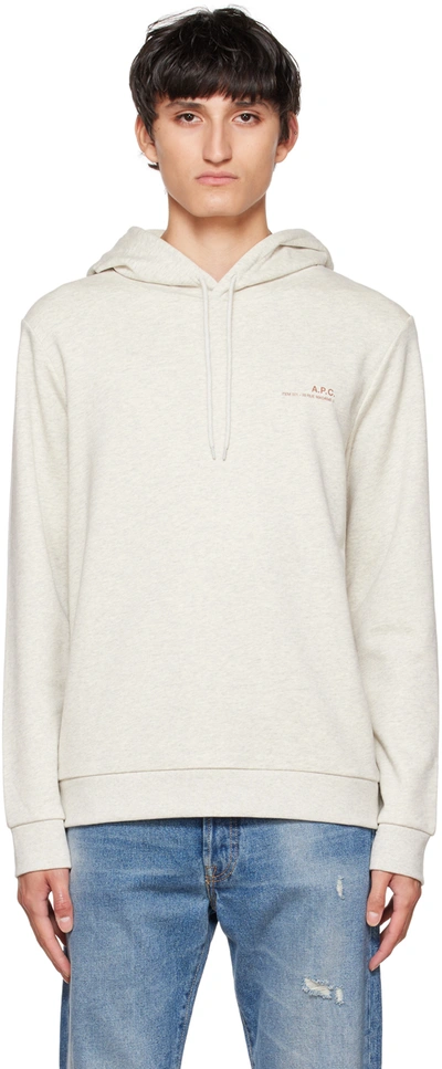 A.p.c. Logo-print Cotton Hoodie In Heathered Ecru