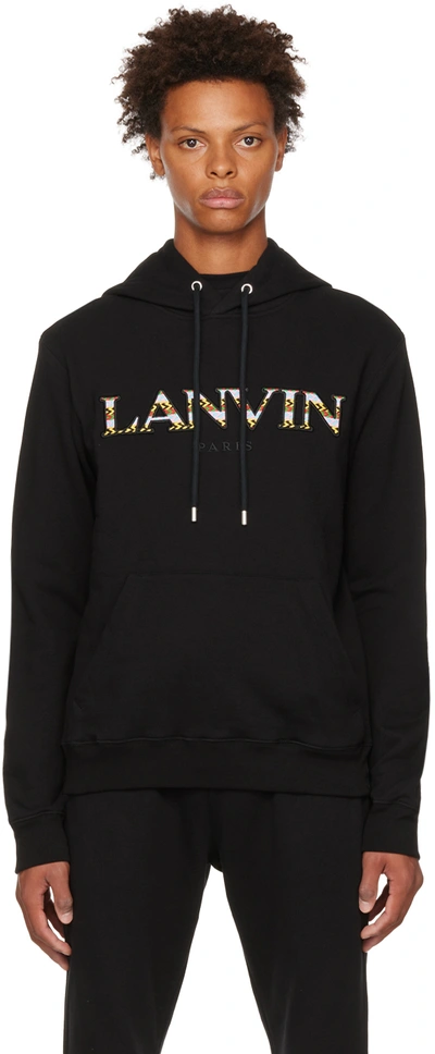 Lanvin Curb Brand-embroidered Cotton-jersey Hoody In Black