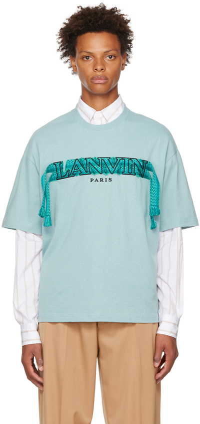 Lanvin Logo刺绣短袖t恤 In Light Blue