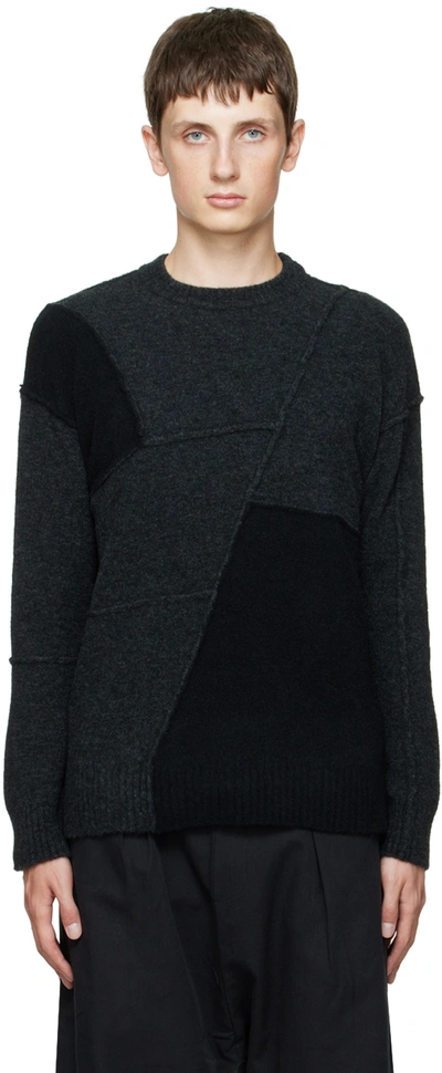 Isabel Benenato Black & Gray Paneled Sweater In Grey