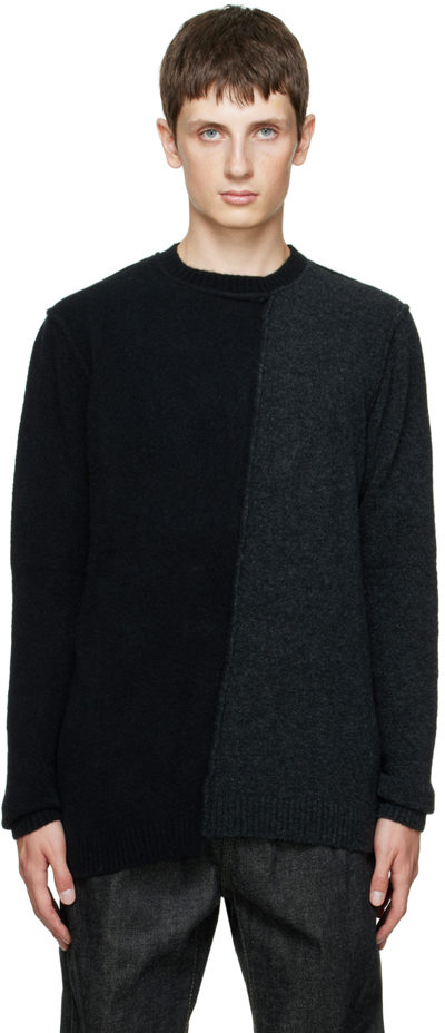 Isabel Benenato Black & Gray Asymmetric Sweater In 8001 Graphite/black