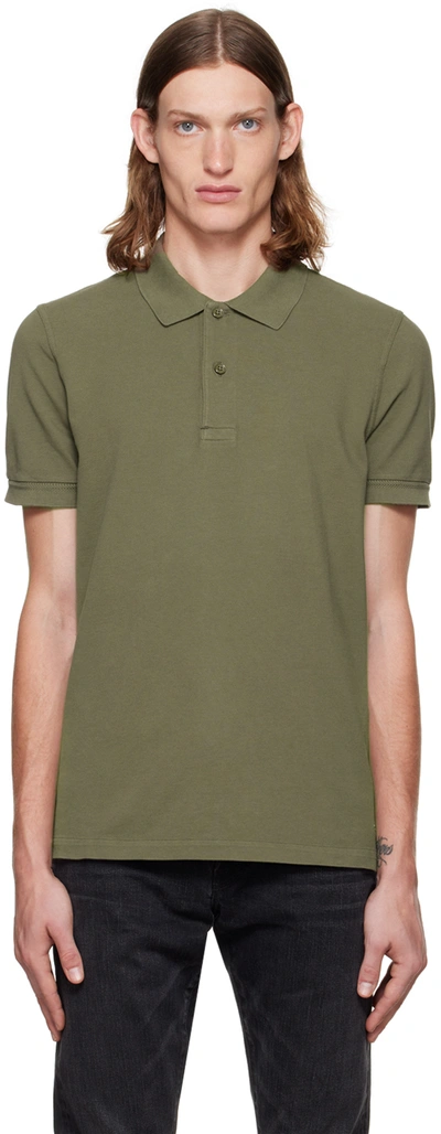 Tom Ford Short-sleeved Cotton Polo Shirt In Military Green