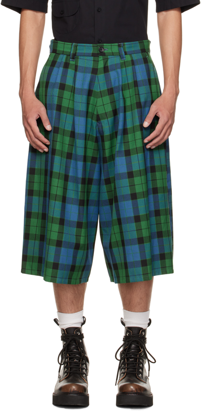 Kidill Blue & Green Bondage Shorts In Blue Tartan Check | ModeSens