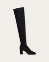 VALENTINO GARAVANI VALENTINO GARAVANI GARAVANI GOLDEN WALK OVER-THE-KNEE BOOT IN STRETCH FABRIC 70MM WOMAN BLACK 39