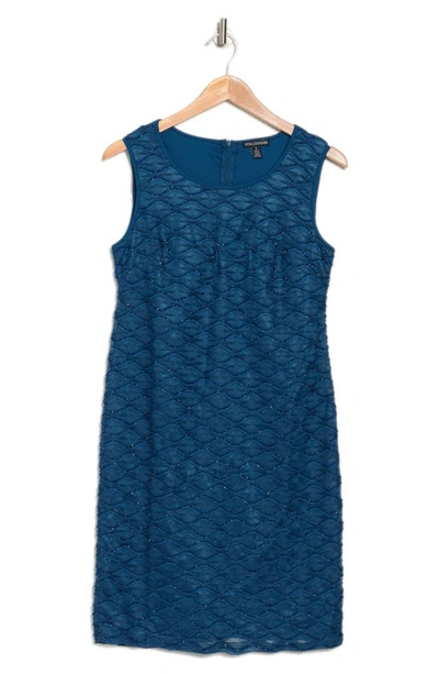 Nina Leonard Sparkle Lattice Sheath Dress In Sailor Blue
