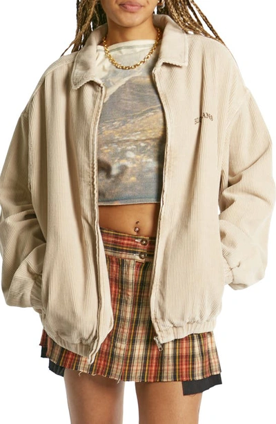 Bdg Urban Outfitters Oversize Corduroy Harrington Jacket In Silver Birch
