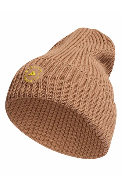 Adidas By Stella Mccartney Organic Cotton Blend Knit Beanie In Beige