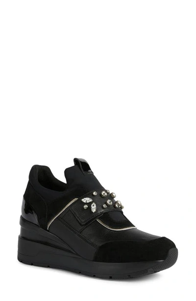 Geox Zosma Wedge Sneaker In Black