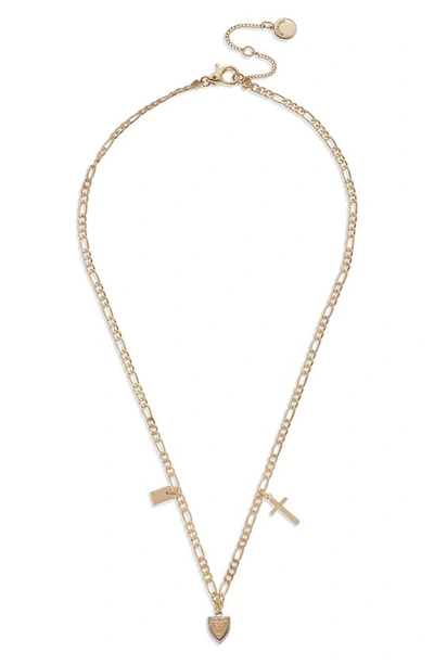 Allsaints Medallion Charm Necklace In Gold Tone, 18-20