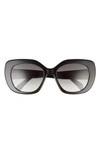 Celine Triomphe 55mm Rectangular Sunglasses In Shiny Black