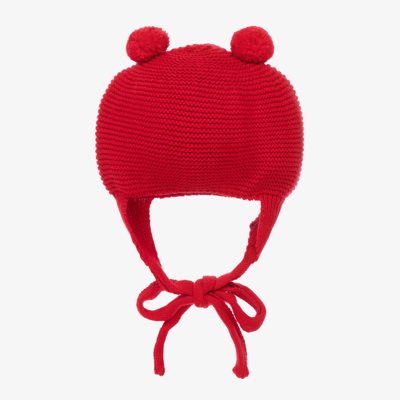 Foque Babies' Red Knitted Pom-pom Hat