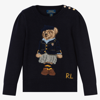 Polo Ralph Lauren Girls Blue Polo Bear Sweater In Blue