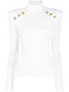 Balmain Gold-tone Buttons Sweater In Bianco
