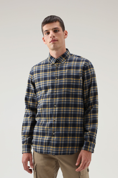 Woolrich Light Flannel Madras Shirt In Yellow Check